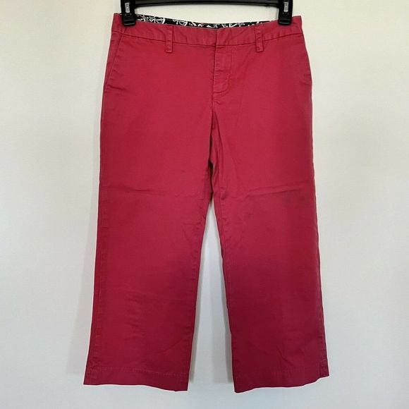 VINEYARD VINES By Shep & Ian Woman Sz 2 Cropped Capri PANTS Cotton Stretch Pink - Picture 1 of 10